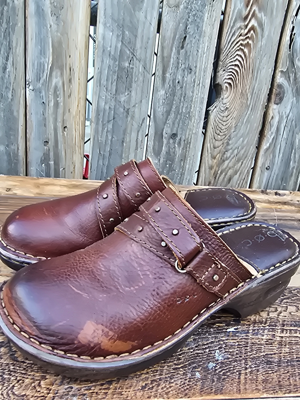 Boc. Brown Leather Slip On Mules Clogs Size 5